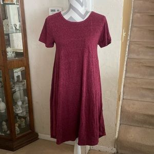 XS Lularoe Carly hi-low swing dress-heathered wine color